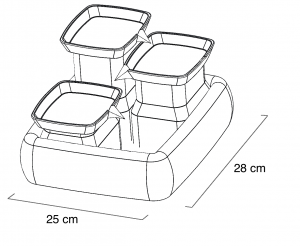 Floor plan of the Miaustore cat fountain with dimensions
